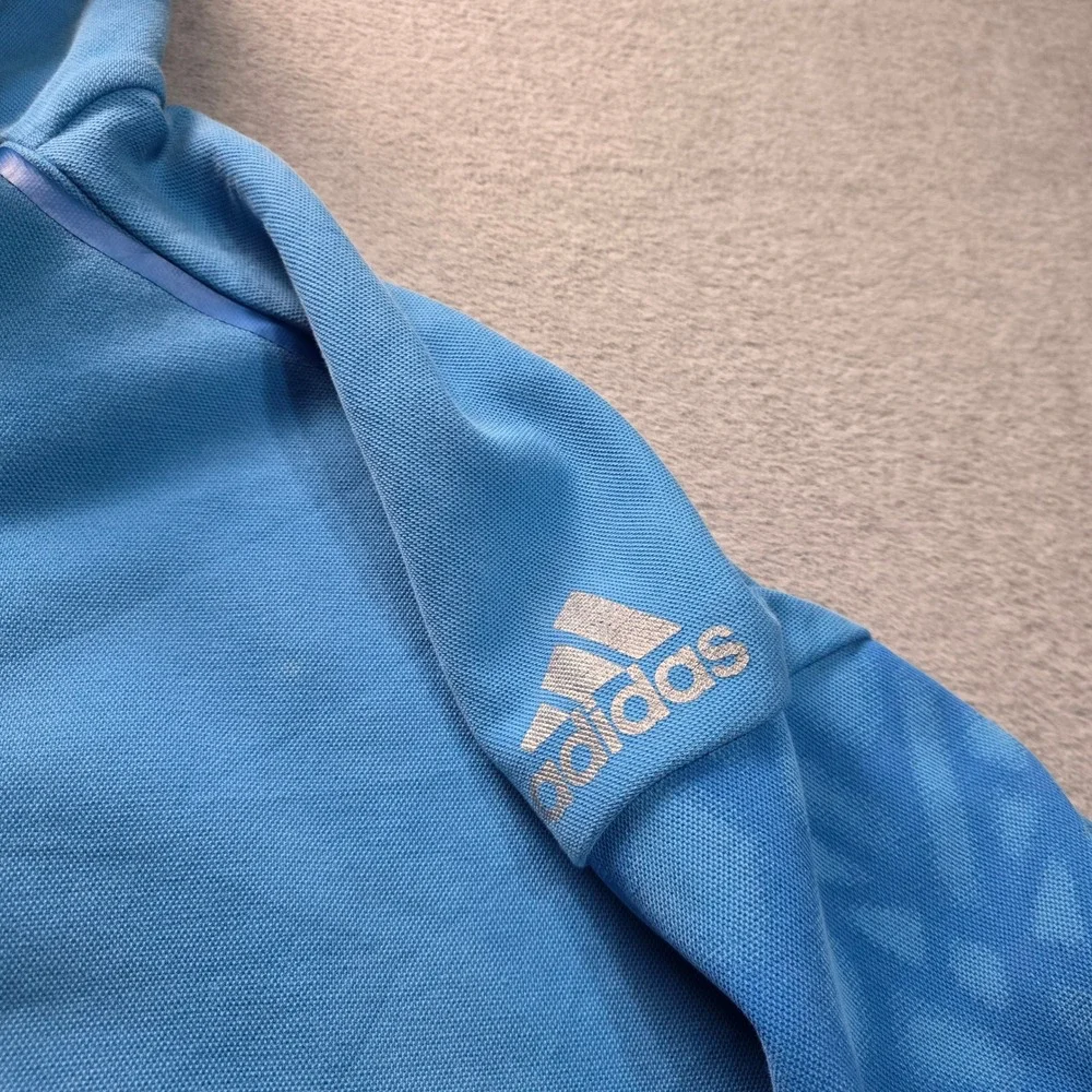 Adidas Hoodie‎ Mens XL Light Blue Full Zip Athletic Sweatshirt Jacket Thumbhole